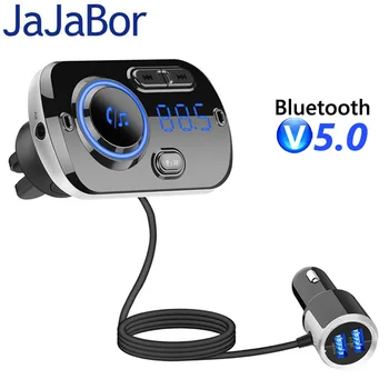  JaJaBor Bluetooth 5.0 Carkit Handsfree, FM Vysielač-AUX Audio Auto Hráč A2DP Bezdrôtový Auto MP3 Prehrávač, Podpora TF Karty, Prehrávanie