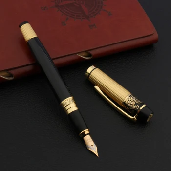  luxusný Vysoko kvalitný HRDINA M plniace pero black METAL zlatý kancelárske potreby Kancelárske školské potreby Písanie