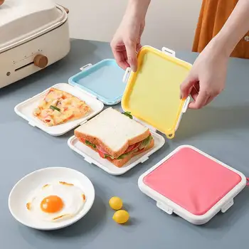  Silikónové Prenosné Take-out Bento Box, Sandwich Úložný Box Opakovane Mikrovlnná Lunch Box na Uskladnenie Potravín Kontajner Sendvič Boxy