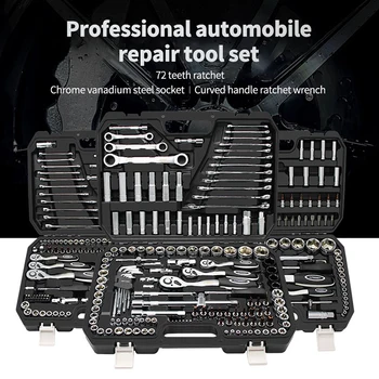  46/53PCS Profesionálny Automobilový Repair Tool Set Multifunkčné Chromes Vanádiová Oceľ Ručné Oprava Nástroje Sada Pre Auto