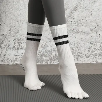  1 Pár Profesionálne Päť Prstov Jogy Ponožky Ženy Jeseň v Zime Teplé Pilates Silikónový Anti-slip Gym Fitness Tanec Športové Ponožky